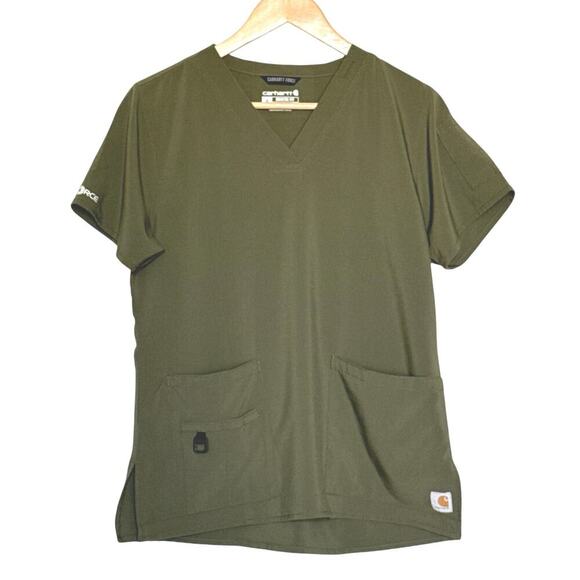 Carhartt Force Women’s Cross Flex V-Neck Scrub Top C12110 Olive Green Size S - Picture 1 of 8